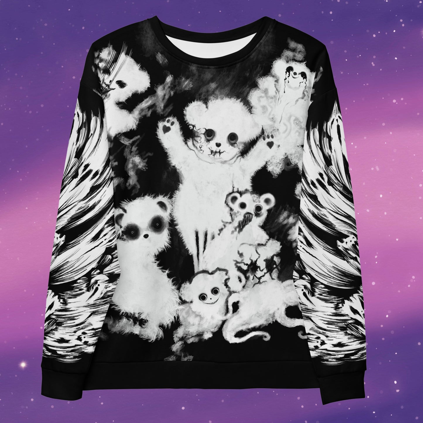Yami Kawaii Teddy Bear sweatshirt soft goth sweatshirt creepy cute fashion style baggy goth sweatshirt.